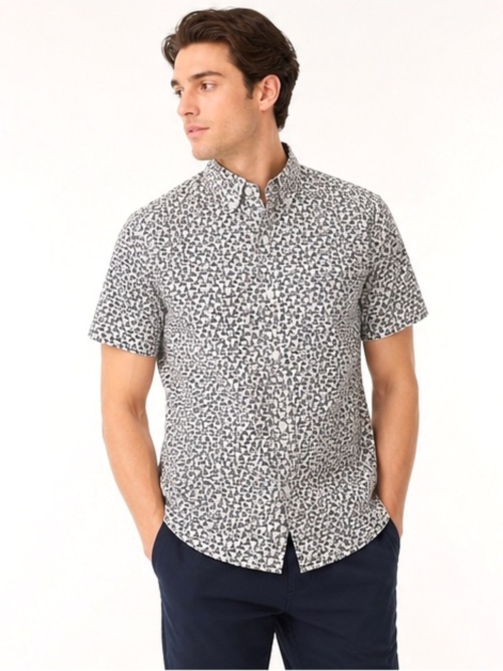 J.CREW Flex Washed Slim Fit Small Short Sleeve Button Down Shirt sailboat